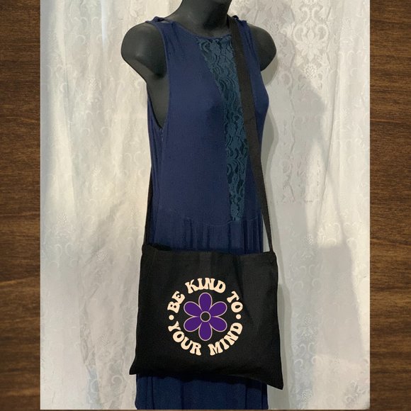 Mental Health Awareness Cotton Canvas Crossbody Messenger Tote Bag - Picture 1 of 1